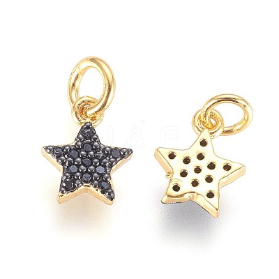 Brass Micro Pave Cubic Zirconia Charms ZIRC-G150-15A-1