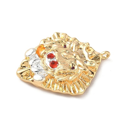 Brass Micro Pave Cubic Zirconia Enamel Pendants KK-L250-08G-06-1