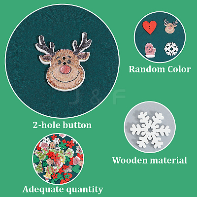 2 Bags 2-Hole Printed Wooden Buttons BUTT-SP0001-20-1