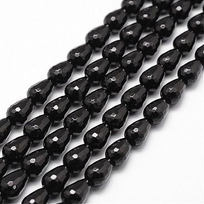 Natural Black Onyx Beads Strands G-P161-25-14x10mm-1