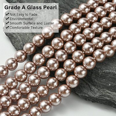 Eco-Friendly Dyed Glass Pearl Round Beads Strands HY-A008-8mm-RB046-1