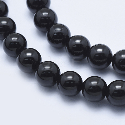 Natural Black Tourmaline Beads Strands G-E444-27-8mm-1