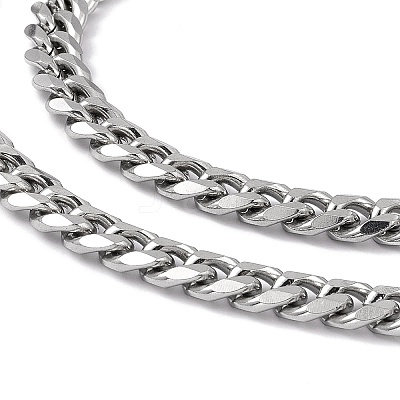 Non-Tarnish 201 Stainless Steel Cuban Link Chain Necklace with 304 Stainless Steel Clasps for Men Women NJEW-M194-01C-P-1