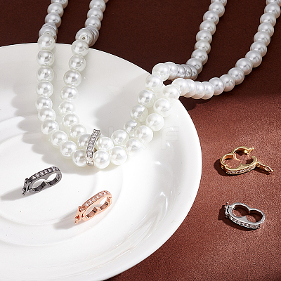 8Pcs 4 Colors Rack Plating Brass Micro Pave Cubic Zirconia Twister Clasps ZIRC-PH0001-45-1