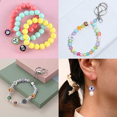 200Pcs 2 Styles Halloween Handmade Polymer Clay Beads CLAY-CJ0001-86-1