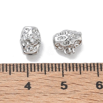 Brass Micro Pave Clear Cubic Zirconia Beads CU-CBA91C0-01P-1