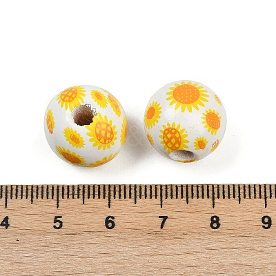 Painted Wood European Beads WOOD-F017-04B-1