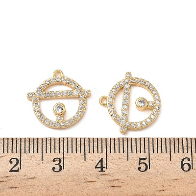 Brass Micro Pave Clear Cubic Zirconia Charms KK-B160-02G-1