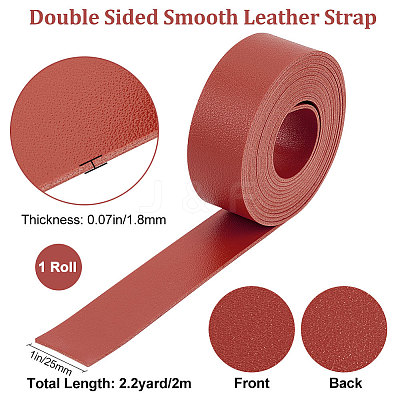 2M Flat Double Face Lychee Pattern Imitation Leather Band LC-WH0010-01A-03-1