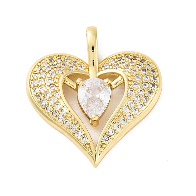 Brass Micro Pave Cubic Zirconia Pendants X-KK-S510-32G-02-1