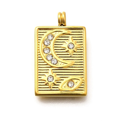 304 Stainless Steel Rhinestone Pendants STAS-M109-14G-01-1