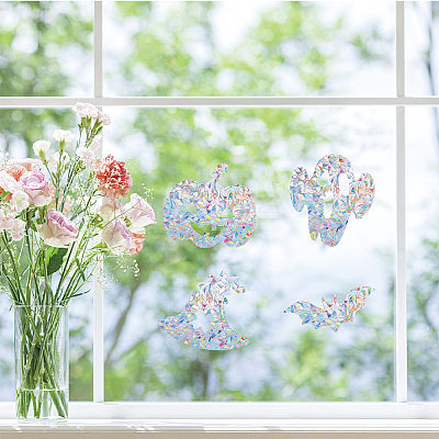 16Sheets 4 Style Waterproof PVC Colored Laser Stained Window Film Adhesive Stickers DIY-WH0256-059-1