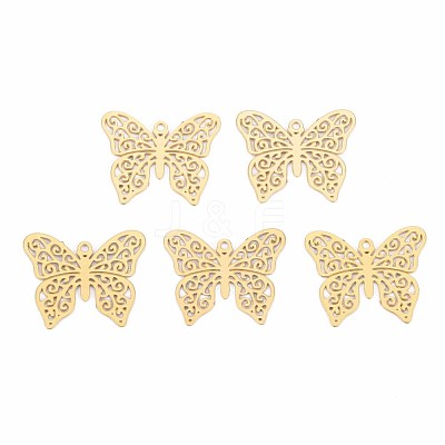 Rack Plating 201 Stainless Steel Filigree Pendants STAS-T057-32G-1