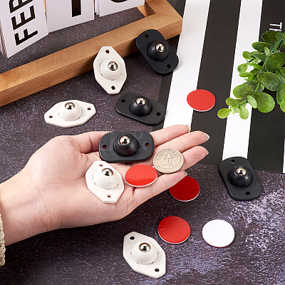 2 Sets 2 Colors Plastic & 304 Stainless Steel Universal Wheels 360° Rotation Pulley Ball AJEW-SW0001-04-1