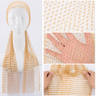 2Pcs 2 Colors Polyester Rhinestone Mesh Headpiece Cap for Women AJEW-CY0001-63-1