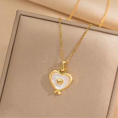 Heart 304 Stainless Steel Cat Eye Pendant Necklaces for Women LS-NJEW-D288-06G-1