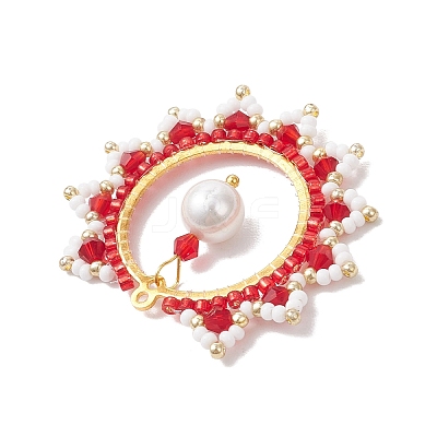 Glass Seed Beaded Sun Pendants PALLOY-MZ00857-02-1