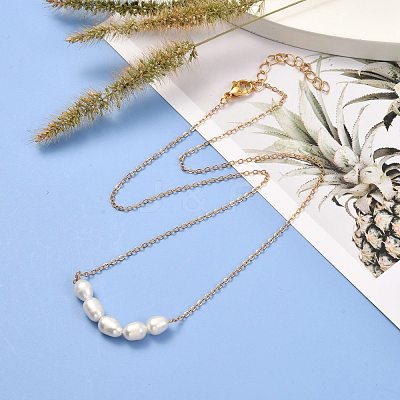 Natural Pearl Beads Pendant Necklace for Girl Women NJEW-JN03667-1