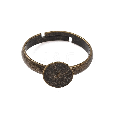 Adjustable Antique Bronze Brass Pad Finger Ring Bases X-EC541-NFAB-1