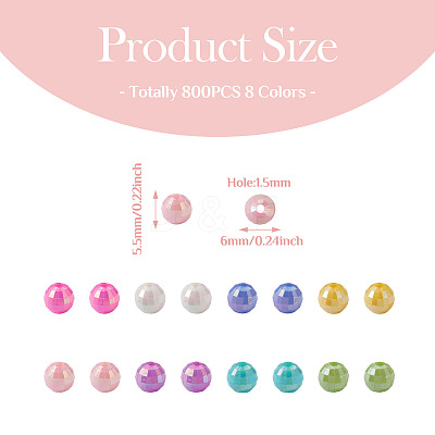 800Pcs 8 Colors Opaque Acrylic Beads MACR-PJ0001-05-1