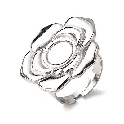 Adjustable 304 Stainless Steel Open Cuff Ring Components STAS-P403-01D-P-1