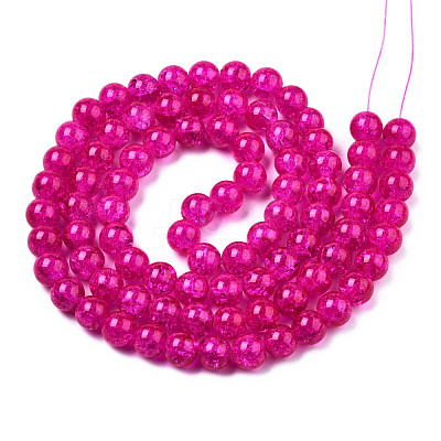 Spray Painted Crackle Glass Beads Strands CCG-Q001-10mm-08-1