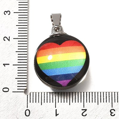 Flat Round 201 Stainless Steel Acrylic Pendants STAS-U036-01P-05-1