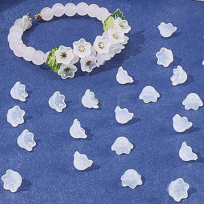 150Pcs Transparent Spray Painted Glass Bead Caps GLAA-SC0002-76-1