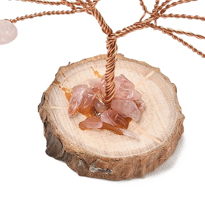 Natural Rose Quartz Chips Tree of Life Decorations GG-CBAEDF6-01I-1