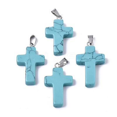 Synthetic Turquoise Pendants G-J354-06A-1