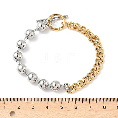 304 Stainless Steel Ball Chain & Cuban Link Chain Bracelets for Women BJEW-V011-02GP-1