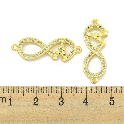 Rack Plating Brass Micro Pave Clear Cubic Zirconia Infinity with Tower Links KK-B091-48G-01-1
