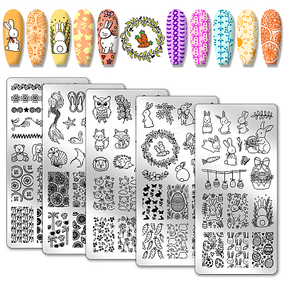 Stainless Steel DIY Nail Art Templates MRMJ-WH0098-017-1