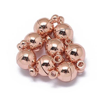 Rack Plating Brass Magnetic Clasps with Loops LS-KK-F801-02A-RG-1