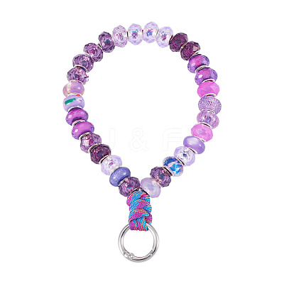 Resin Rondelle Bead with Polyester & Spandex Cord Phone Hand Strap Chains HJEW-TADJ0013-1