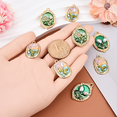 8Pcs 4 Styles Rack Plating Alloy Enamel Pendants ENAM-YW0004-61-1