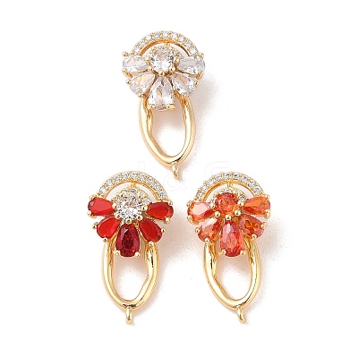 Brass Micro Pave Cubic Zirconia Twister Clasps KK-B100-069G-1
