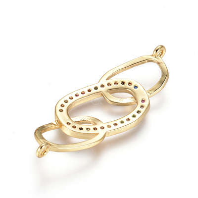 Brass Micro Pave Cubic Zirconia Links Connectors X-ZIRC-L085-10G-1