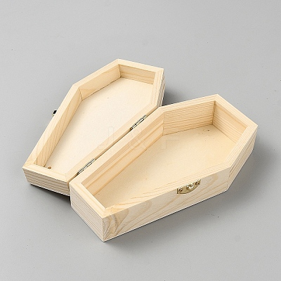 6Pcs Halloween Coffin Shaped Pine Wood Pet Urn Storage Caskets with Alloy Clasps CON-BC0007-97-1