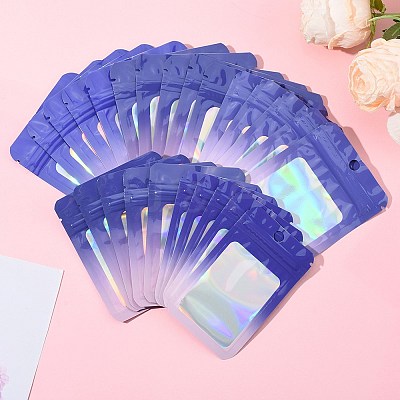 60Pcs 5 Styles Rectangle Glitter Holographic PVC Resealable Packaging Bags ABAG-FS0001-14A-1
