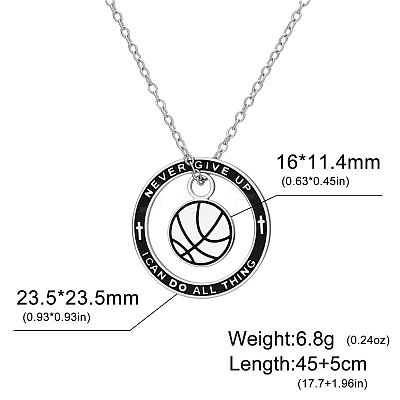 304 Stainless Steel Enamel Sport Basketball Pendant Necklaces WGDDA99-02-1