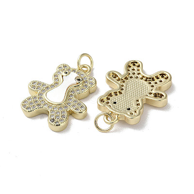 Brass Micro Pave Cubic Zirconia Pendants KK-G485-21B-G-1