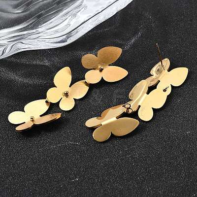 Butterfly 304 Stainless Steel Dangle Stud Earrings for Women EJEW-M102-01G-1