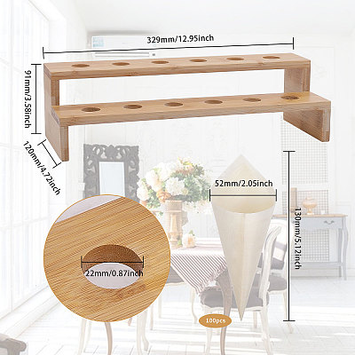 Bamboo 12-Hole Ice Cream Display Stands AJEW-GL0001-82-1