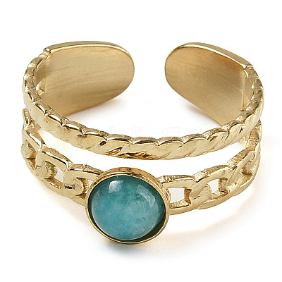 Natural Amazonite Finger Rings RJEW-U027-06G-06-1