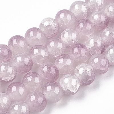 Crackle Baking Paint Imitation Jade Glass Beads Strands DGLA-T003-6mm-04-1