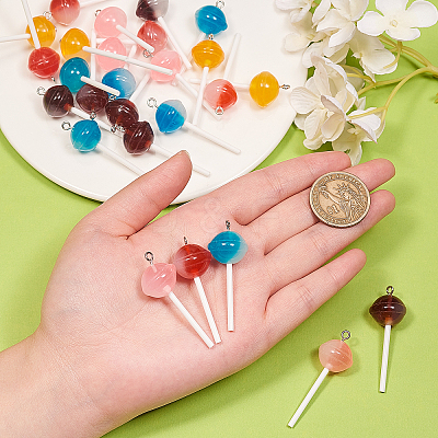 30Pcs 5 Colors Resin Pendants RESI-CJ0001-222-1