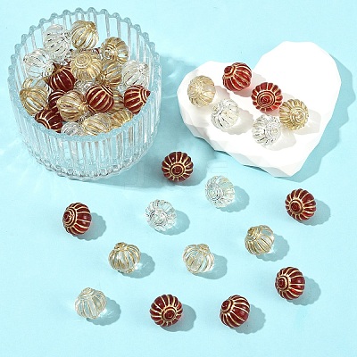 60Pcs Plating Acrylic Beads OACR-YW0003-92-1