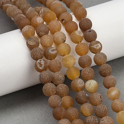 Natural Druzy Agate Beads Strands G-NH0024-A03-8mm-1