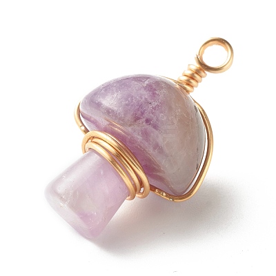 Natural Amethyst Pendants PALLOY-JF01134-05-1
